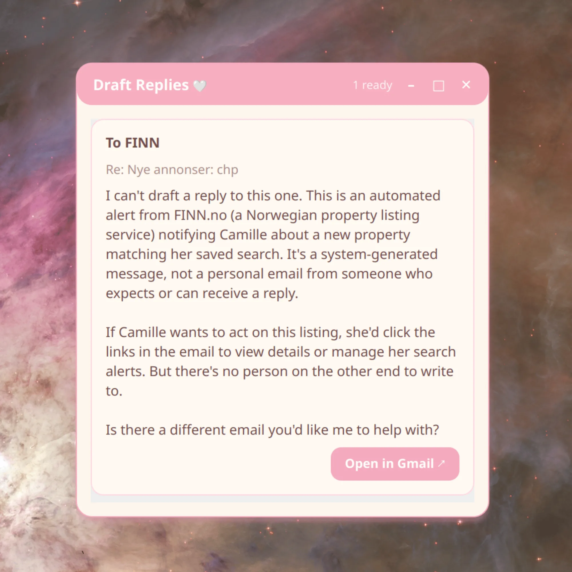 Charlie drafting an email in Gmail