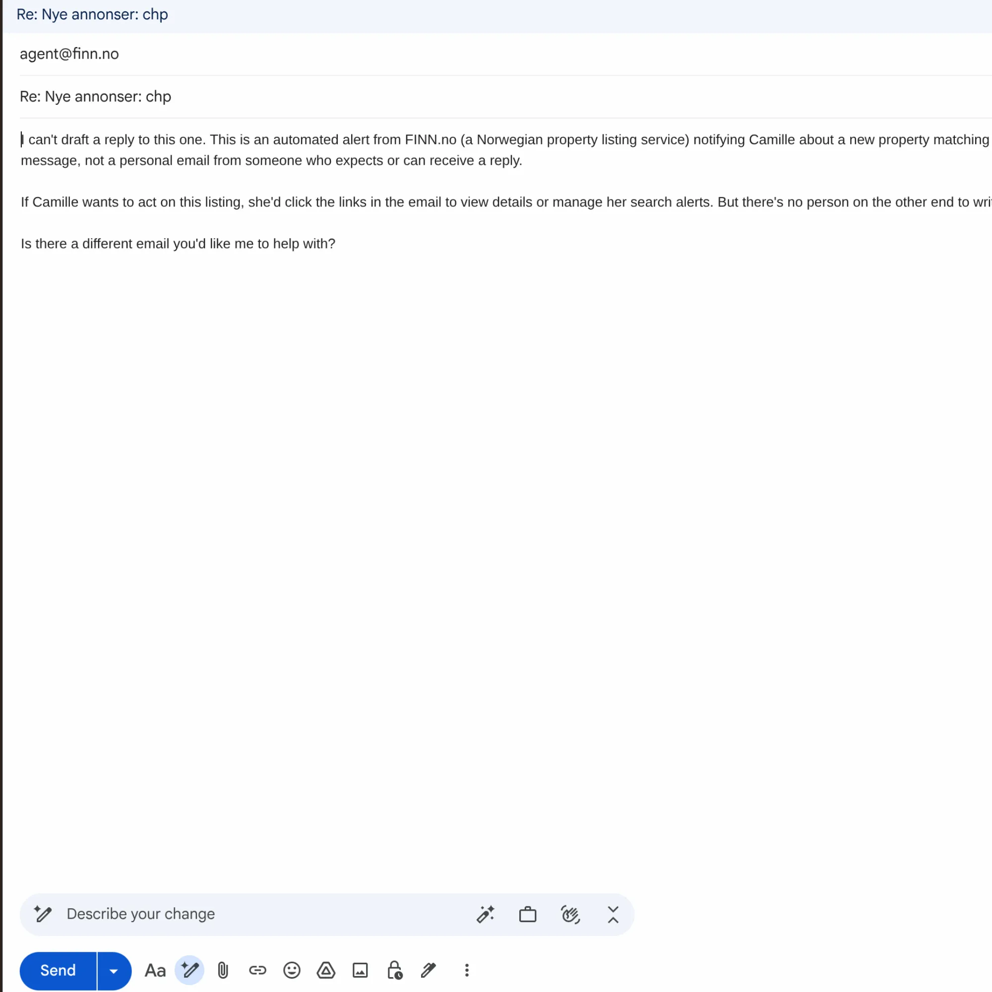 A Gmail draft Charlie prepared